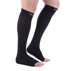 Doc Miller Open Toe Compression Socks 15-20 mmHg Recovery Varicose Veins BLACK