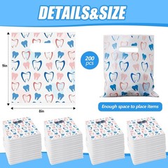 400 Pcs Tooth Patient Care Dental Bags 9 X 8 Inches Plastic Merchandise Bags