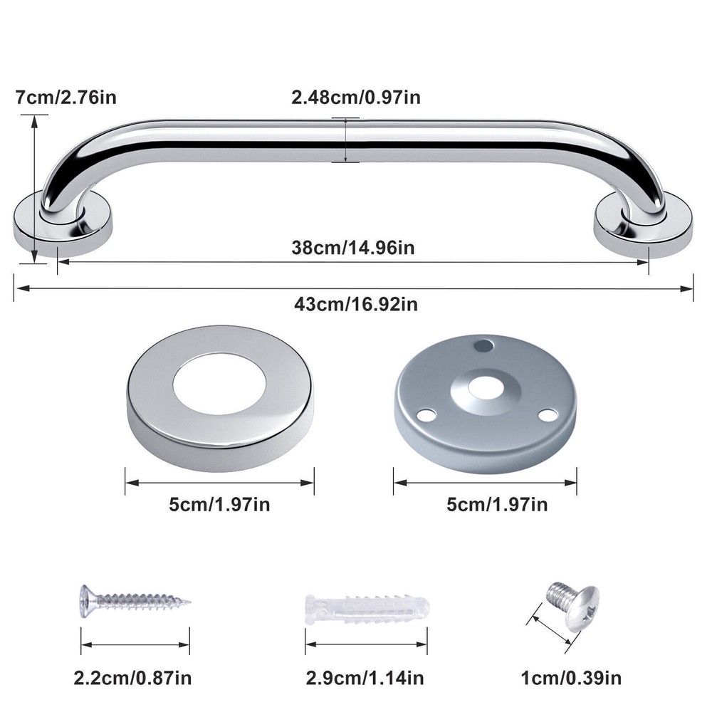 1-8X Stainless Steel Grab Bar Bathroom Safety Handicap Shower Tub Handle Support