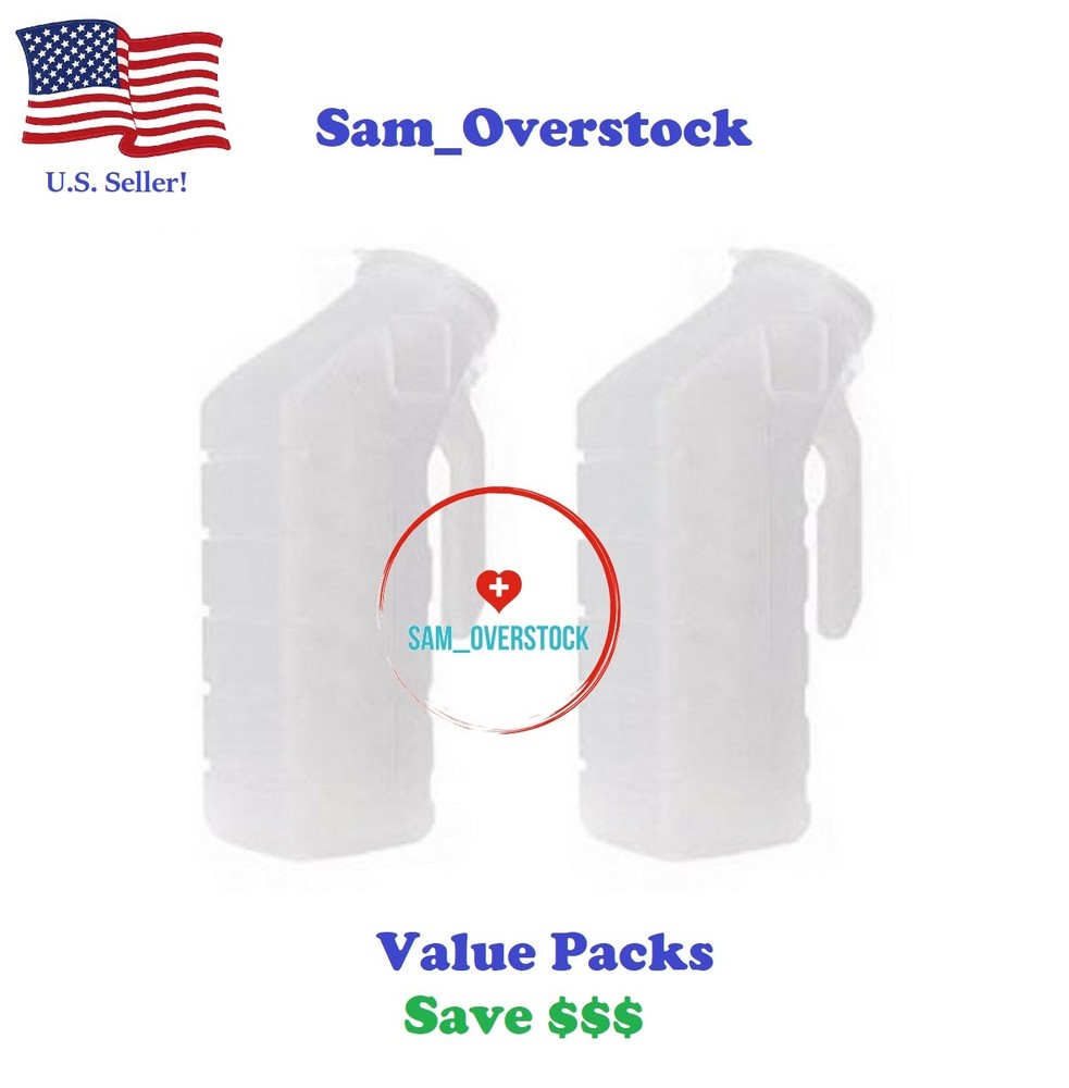 Deluxe Graduated Male Urinal W/ Clear cover lid 32oz./1000ml Value Packs Save $$