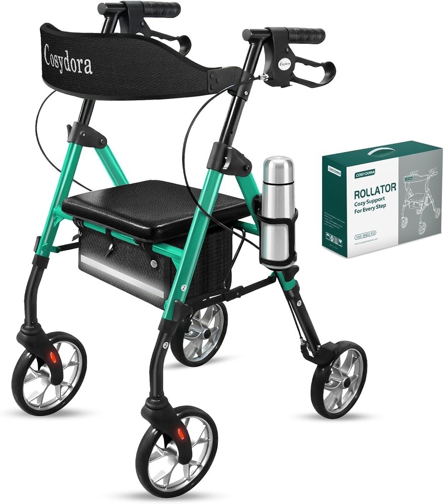 Rollator Walkers for Seniors with Seat, 15 Lbs Ultra Lightweight Foldable 330LBS