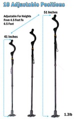 Posture Correction Walking Stick Cane – Self Standing Adjustable Height Foldable