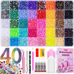 Ykhsiy Bedazzling Kit 40000Pcs 40 Colors Resin Jelly Rhinestones Multicolor 3Mm
