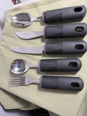 Stainless Steel Adaptive Utensils 5 Piece Set Easy Grip ADL Fork Knife Spoon