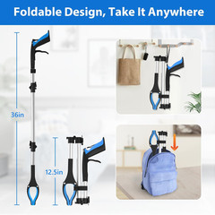 Grabber Reacher Tool 36 Inch, Foldable Grabber with Anti-Slip 360° Rotating Jaw,