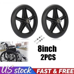 2Pcs 8″ 8Inch Walker Wheels Replacement Solid Anti Slip Rollator Wheel Set Black
