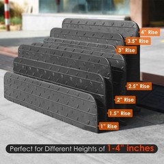 1″ 4″ Rise Height Heavy-Duty Rubber Threshold Ramps Cuttable Entrance Doorway