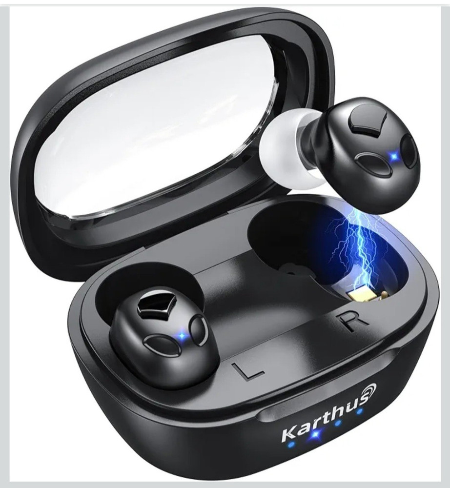Karthus CN223 Rechargeable ITE Digital Hearing Aid Black w/ Case USB-C Tips