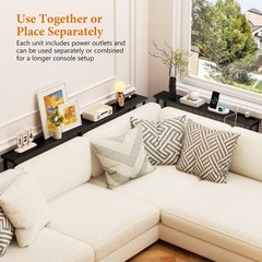 GRLEAF 39″ Narrow Console Sofa Table with Built-in Power Strip 2 AC Outlets 2 US