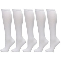 (5 Pairs) Compression 15-20mmHg Graduated Support Socks Calf Mens Womens S-XXL