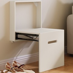 Wall Mounted Folding Stool Space Saving Entryway Stool Shower Seat Chairs White