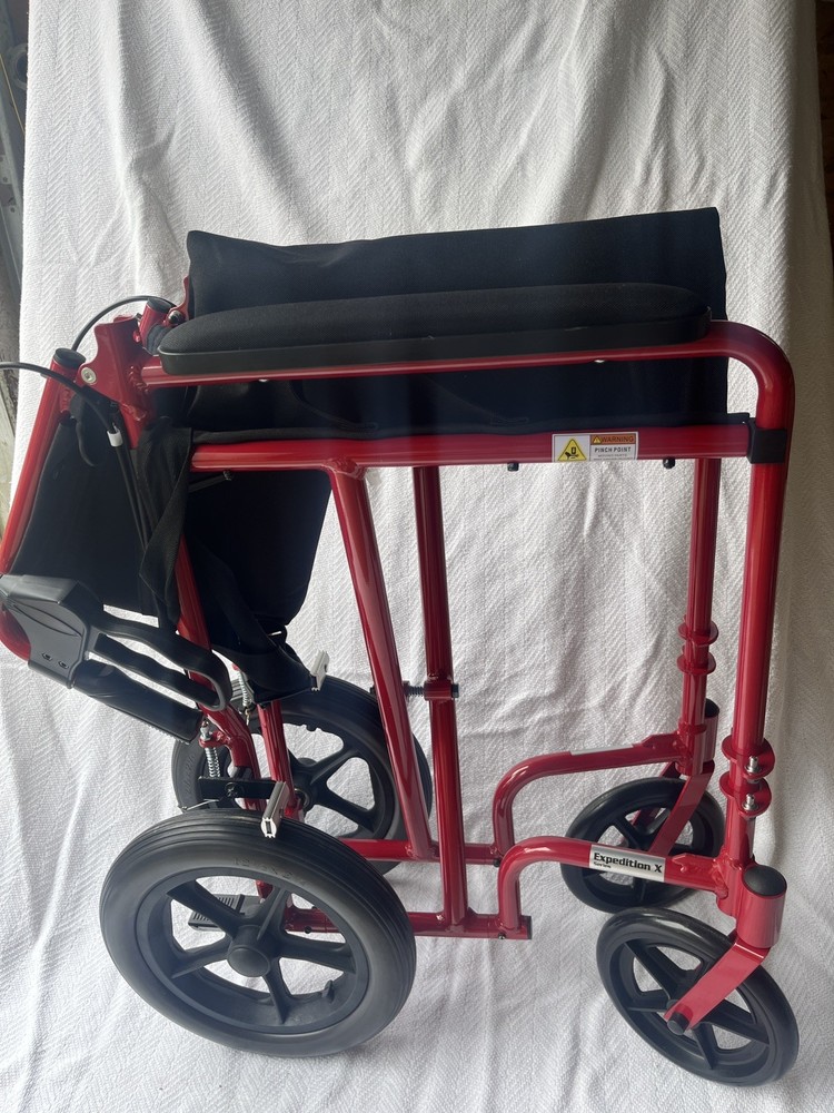 Drive Medical Expedition Folding Transport Wheelchair (Red)