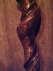walking stick MOOSE ANTLER TINE handle VINE SPIRALED wood shaft HANDCRAFTED USA