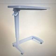 Adjustable Overbed Table with Wheels, Rectangle, White, 33x16in, 29-43in H