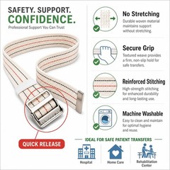 Aliseniors Transfer and Gait Belt with Metal Buckle – 60 Inch, Standing Beige