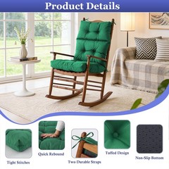 Rocking Chair Cushion, Waterproof and 45x22x4 inches, Dark Green