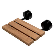 15.75 In. W X 13.4 In. D Wall-Mounted Shower Seat with Black Matte Joints in Nat