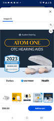 Audien Atom One OTC Hearing Aids Wireless, Rechargeable, Beige
