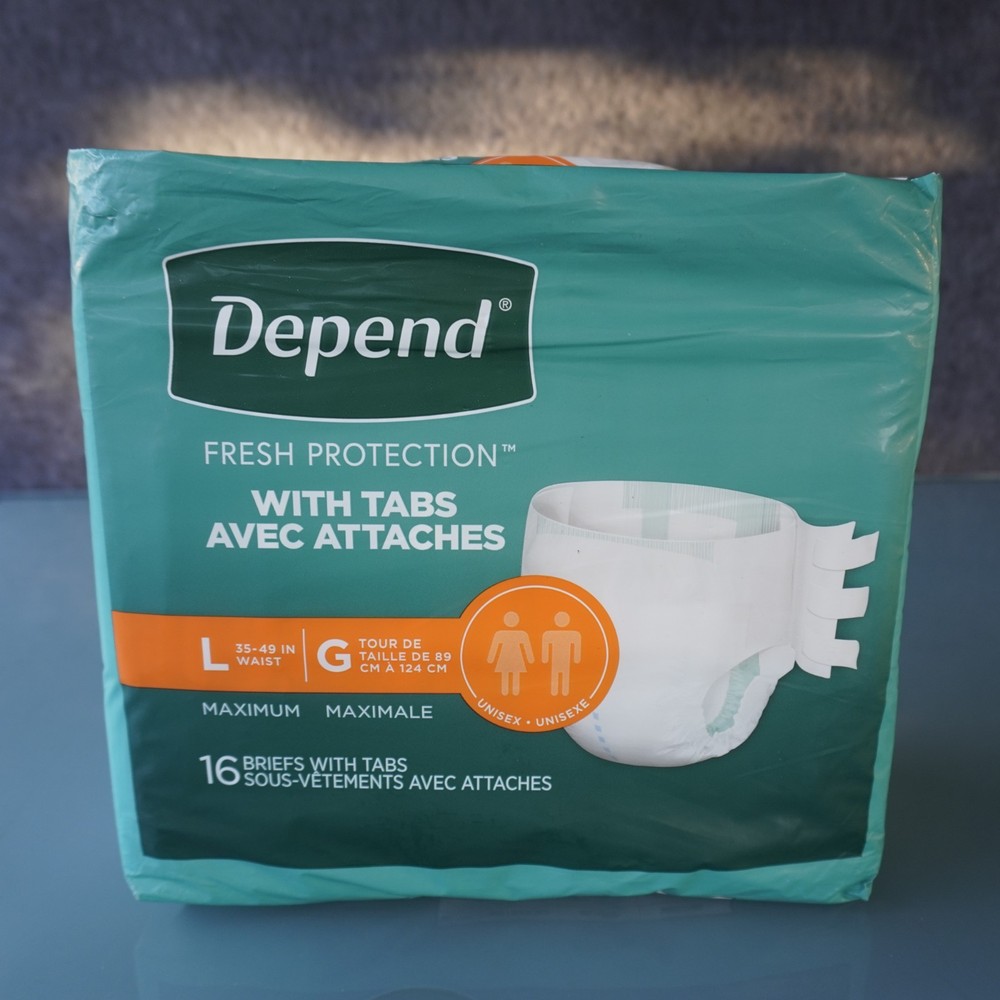 Depend Fresh Protection Tabs Adult Diapers Large 16ct Lot of 2 Packs Total 32