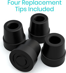 Quad Cane Tips Heavy Duty Rubber Foot Replacement 1/2 Inch Black Attachment Grip