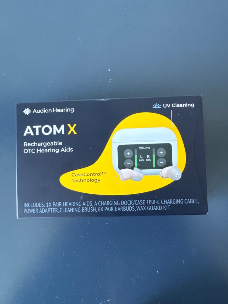 BRAND NEW Audien Hearing ATOM X -Rechargeable OTC Hearing Aids NEW SEALED
