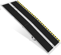 8FT Portable Wheelchair Ramp, Non-Slip Aluminum Folding Handicap Ramp, Ramps for