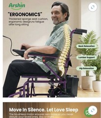 Arshin Foldable Power Wheelchair, 180W 5-Speed Removable Battery 286lb Purple