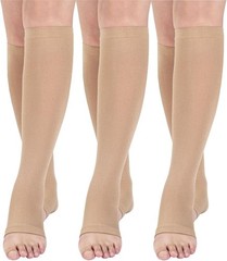 Nude Toeless Compression Socks – 3 Pairs, 15-20 mmHg Relief for Active Women