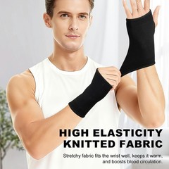 JUSDIQIR Palm Brace Wrist Support Sleeves (1 Pair), Everyday One Size, Black