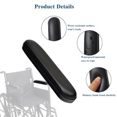 Full Length Padded Armrest Black 13-7/8″ Long Wheelchair and Transport Chair …