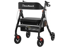 BlessReach Heavy Duty Rollator Walker For Seniors Wide Seat Backrest 450lbs Gray