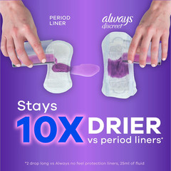 Always Discreet Women’s Incontinence Liners Very Light, Long 44 x 3 = 132 ct