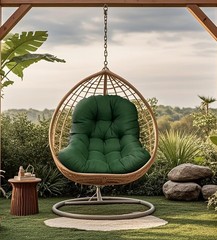 Wicker Egg Chair Cushion Replacement for Outdoor 47″L*35″W*3.5″T, Blue
