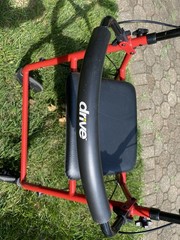 Drive 4-Wheel Rollator Walker Red/Black Padded Seat, Backrest, Handbrakes