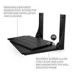 Silhouette Folding Wall Mount Shower Bench Seat in Black Seat with Matte Black F