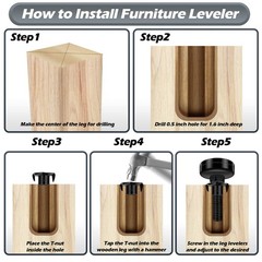 Holimax 10 Set Adjustable Furniture Leveling Feet, 1.4*2.2 inches, Black