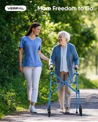 7lbs Rollator Walker Foldable Rolling Walker 330LB Capacity for Senior Blue Gray
