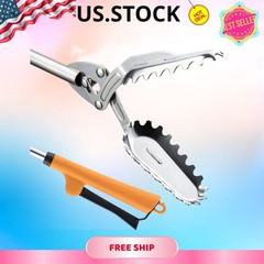 Stainless Steel Grabber Reacher Pickup Tool Heavy Duty Trash Log BBQ Snake Tongs