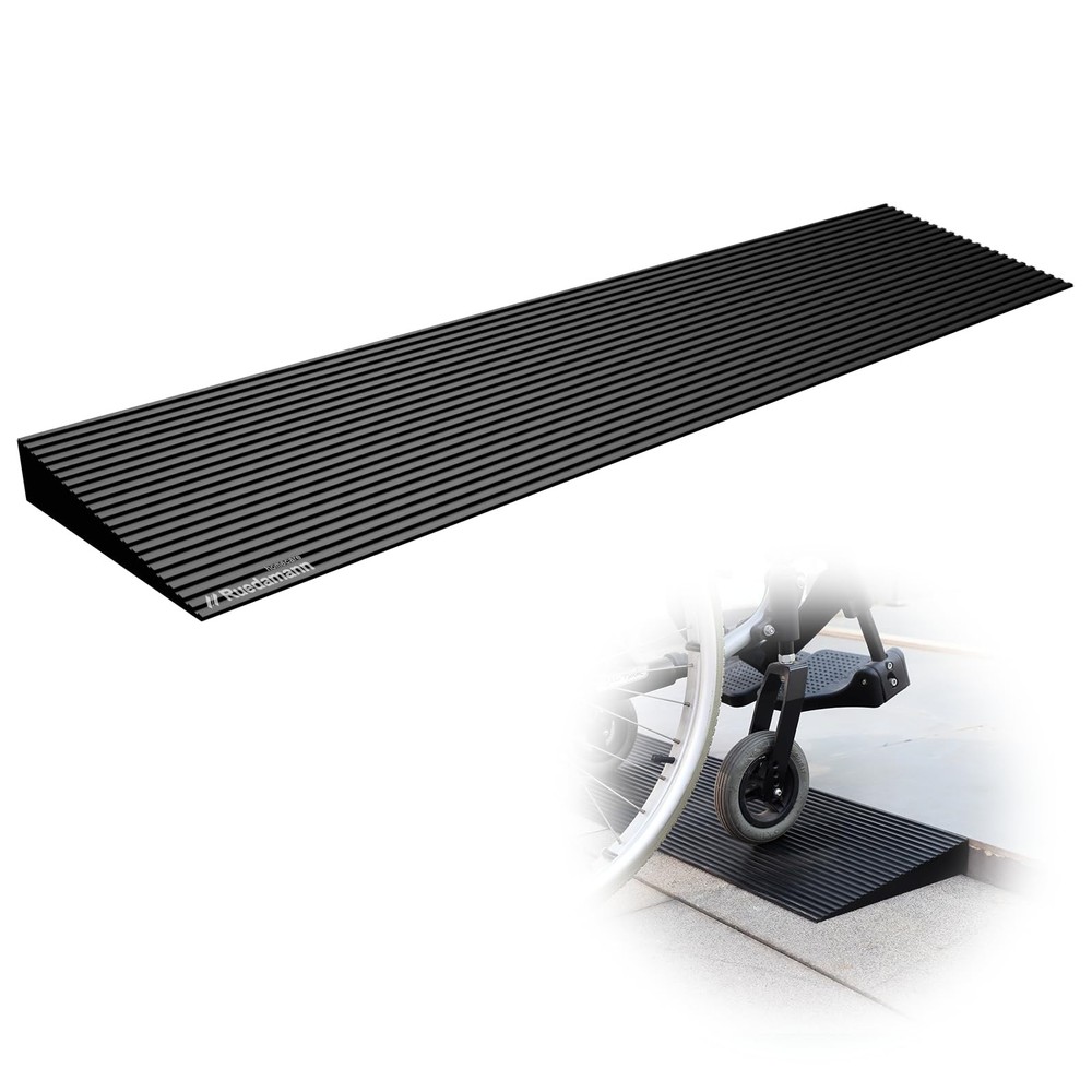 Ruedamann 3300 lbs Threshold Ramps for Doorways, 1.6″ Rise, Linear Groove