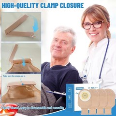 22PCS One Piece Drainable Colostomy Bags Exhaust Hose Closure 8 Clamps 15-60mm