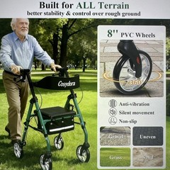 Cosydora Rollator Walker for Seniors w/ Seat, 13.6 Lbs, 350Lbs Limit, 8” Wheels