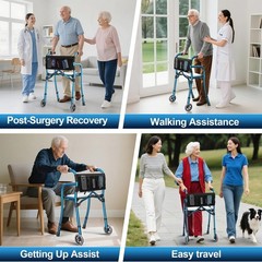 Narrow Walkers for Seniors, Folding Standard Walker with Seat, Lightweight Al…