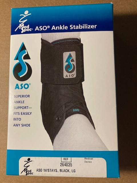 ASO 264035 ANKLE STABILIZER LACE UP BRACE W/ STAYS BLACK LARGE NIB FREE S&H