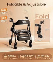 Z63 Rollator with Adjustable Resistance – Speed Control Walker Black