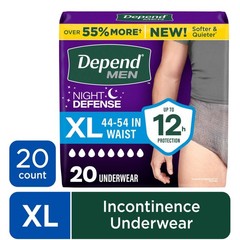Depend Night Defense Incontinence Underwear for Men, Adult Diapers, XL, 20 Count