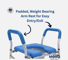 Mobo Medical Raised Toilet Seat with Safety Frame 330 Lb Capacity, Heavy Duty