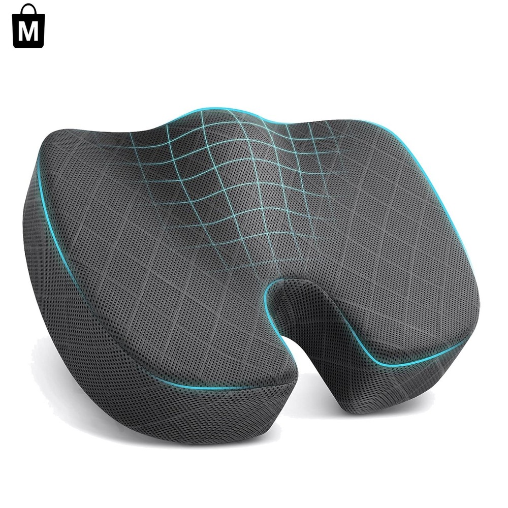 Large Ergonomic Seat Cushion for Sciatica Pain Relief – Machine Washable Design