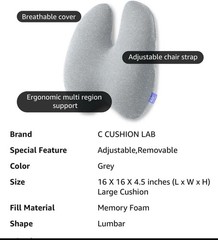 Cushion Lab Extra Dense Lumbar Support Pillow For Back Pain Relief Charcoal Gray