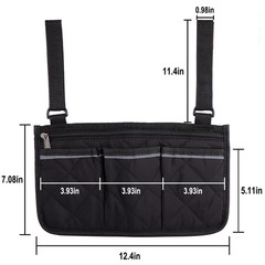 Wheelchair Side Bag Armrest Storage Pouch with Cup Holder, Hanging Organizer