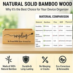 Bamboo Wood Phone Box – Unplug from Phones, Tablets, One Size, Original